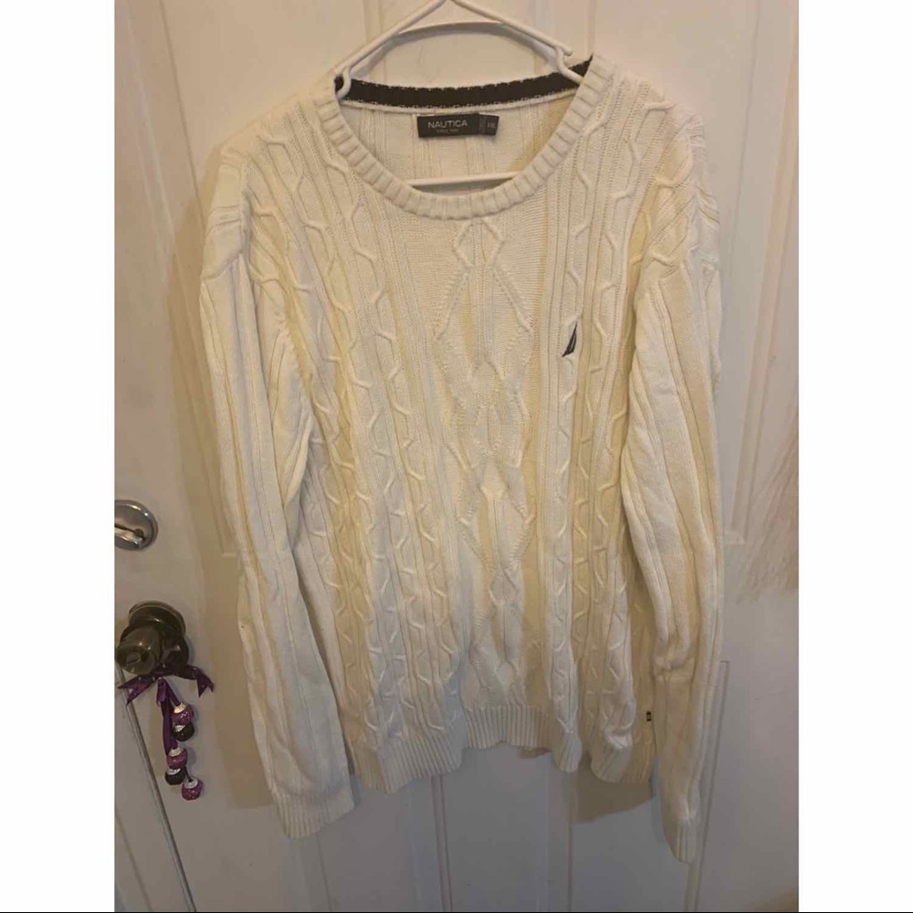 Gently used White ribbed Nautica sweater XXL